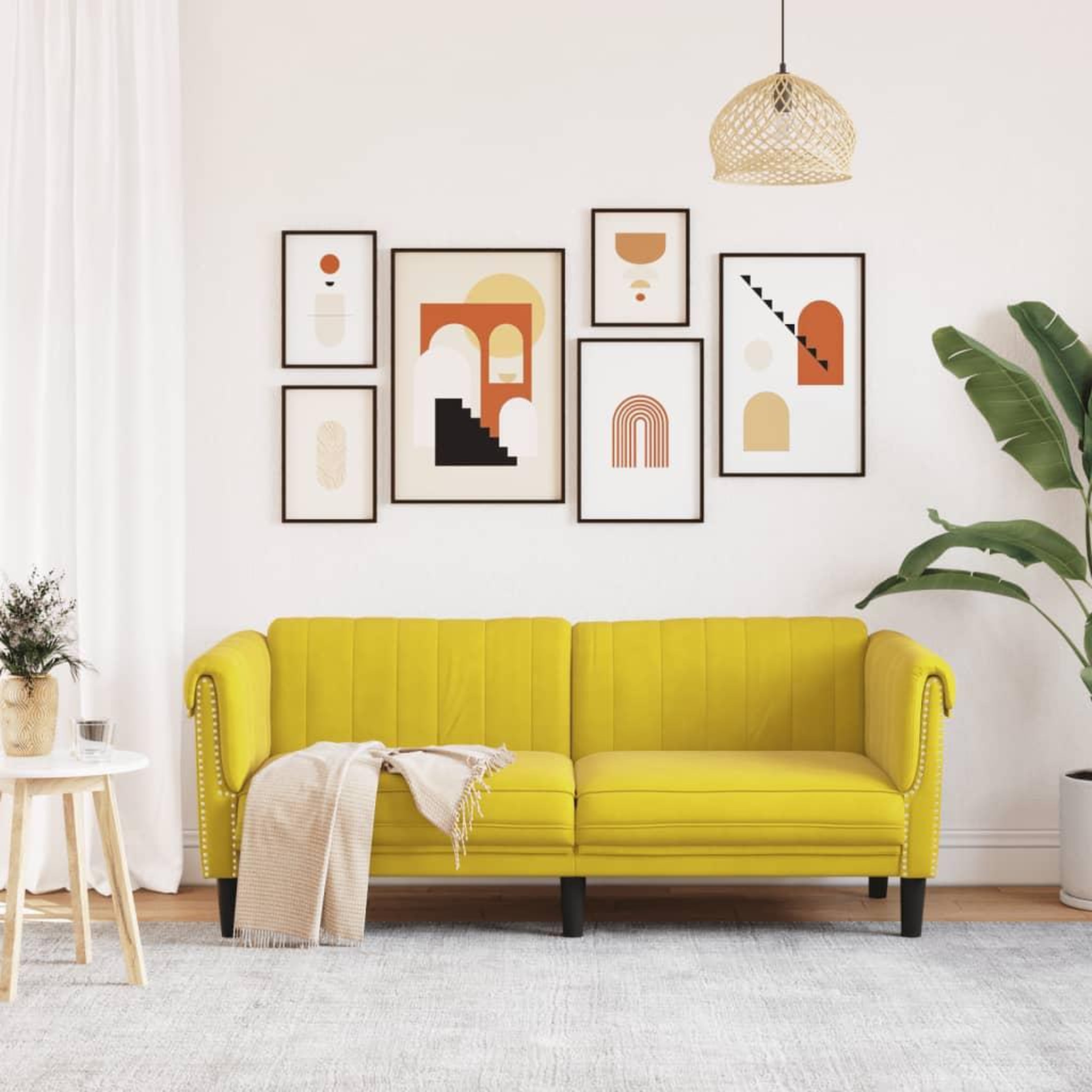 Voir la diapositive 3 : VIDAXL Canape a 2 places jaune velours