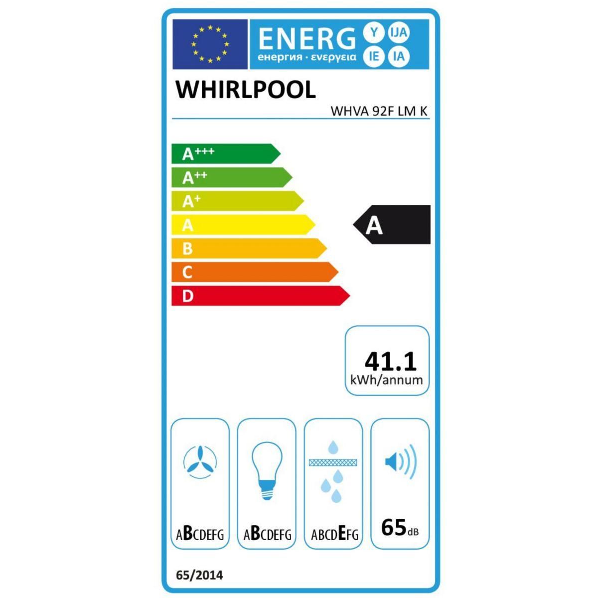 Whirlpool Hotte décorative murale inclinée WHVA92FLMK