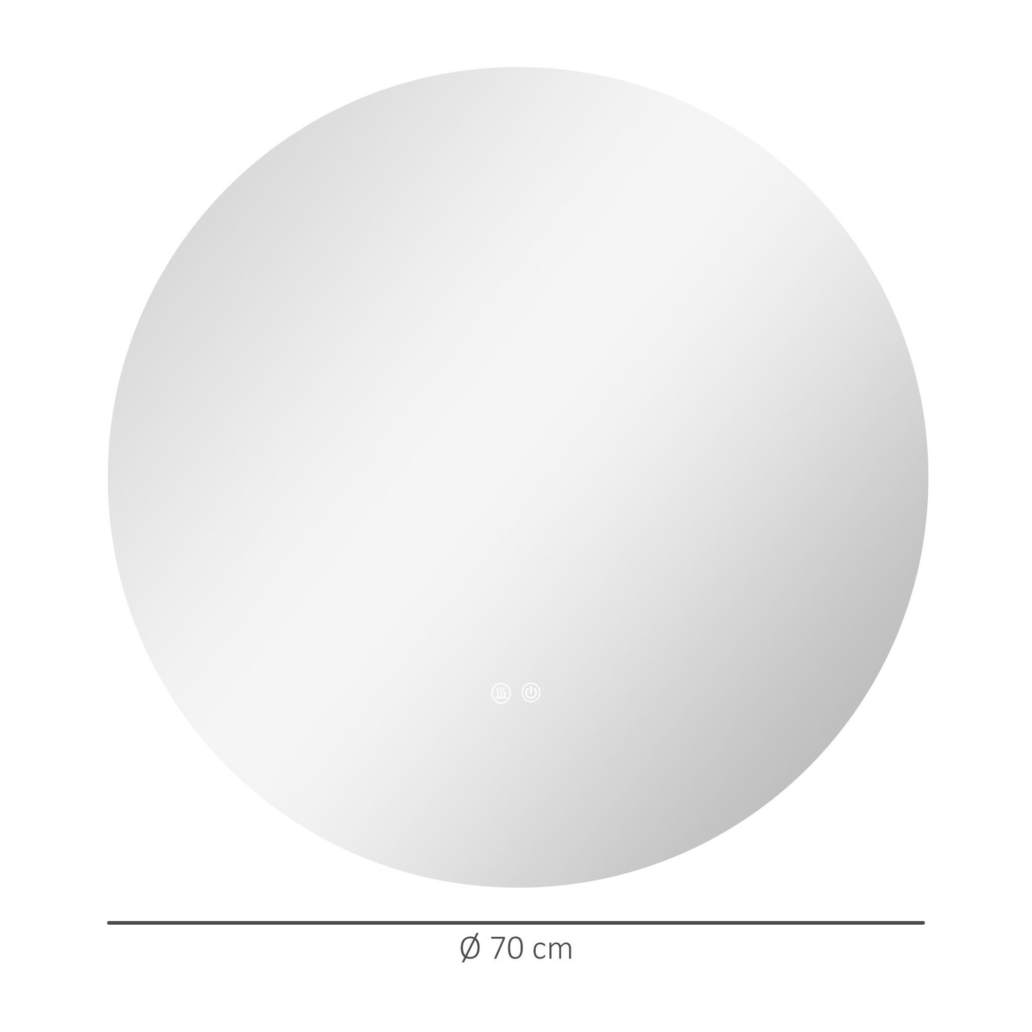 Voir la diapositive 3 : KLEANKIN Miroir rond lumineux led de salle de bain 70 cm avec éclairage interrupteur tactile système antibuée miroir mural led à luminosité réglable 35 w gris