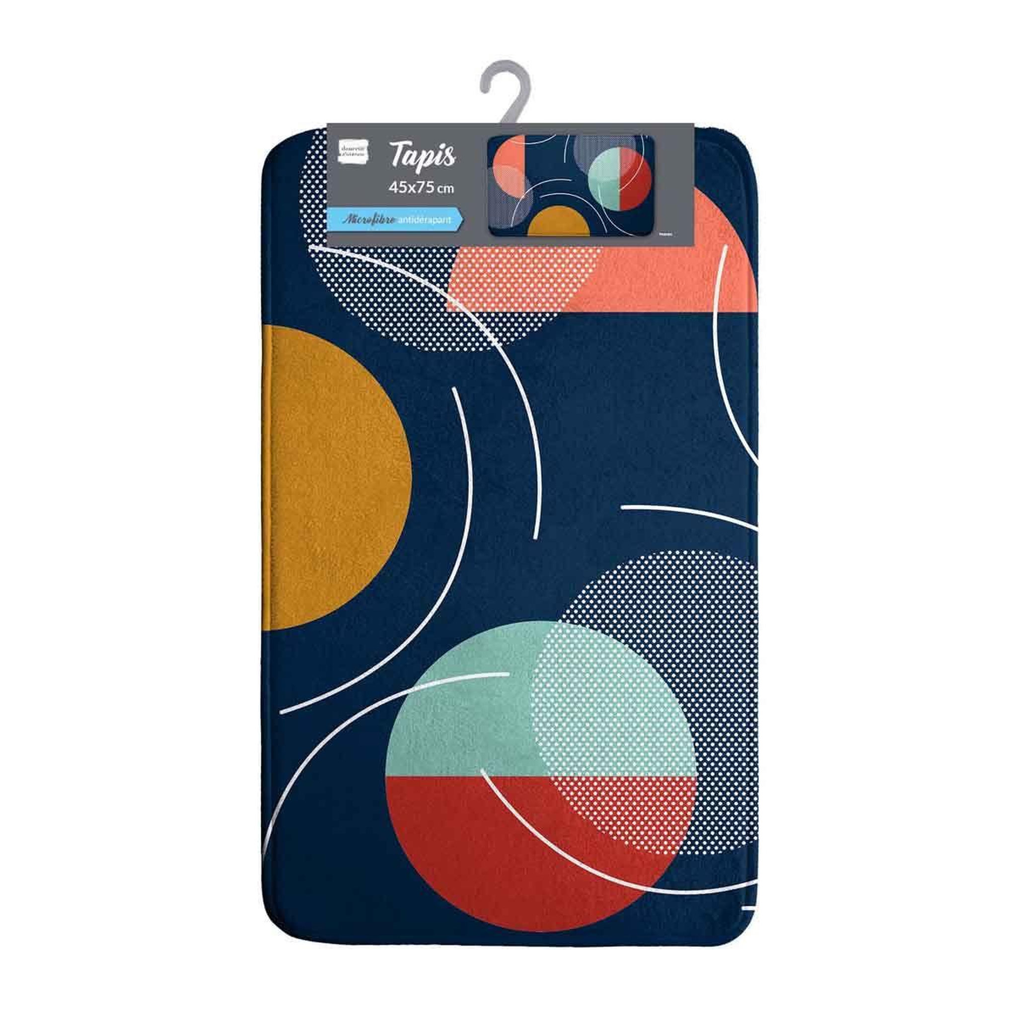 Voir la diapositive 2 : Douceur d'Intérieur Tapis de bain imprimé  color pop  45x75cm bleu