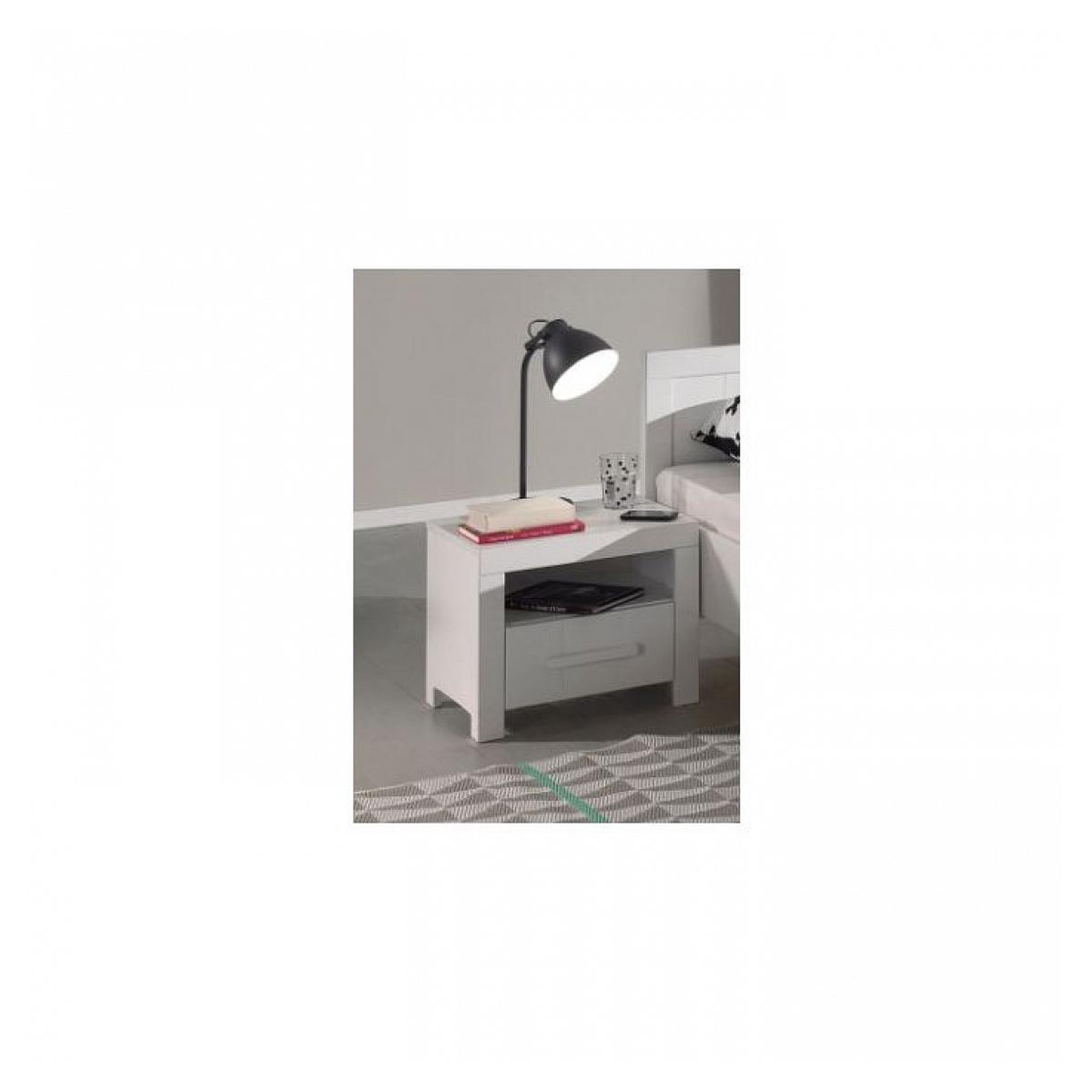 Voir la diapositive 6 : Vipack Ensemble de mobilier Vipack ERIK : Lit simple, Lit gigogne, Chevet, Bureau, Armoire 3 portes et Bibliothèque en bois laqué blanc