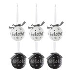 Paris Prix Lot de 6 Boules de Noël  Hohoho  8cm Noir & Blanc