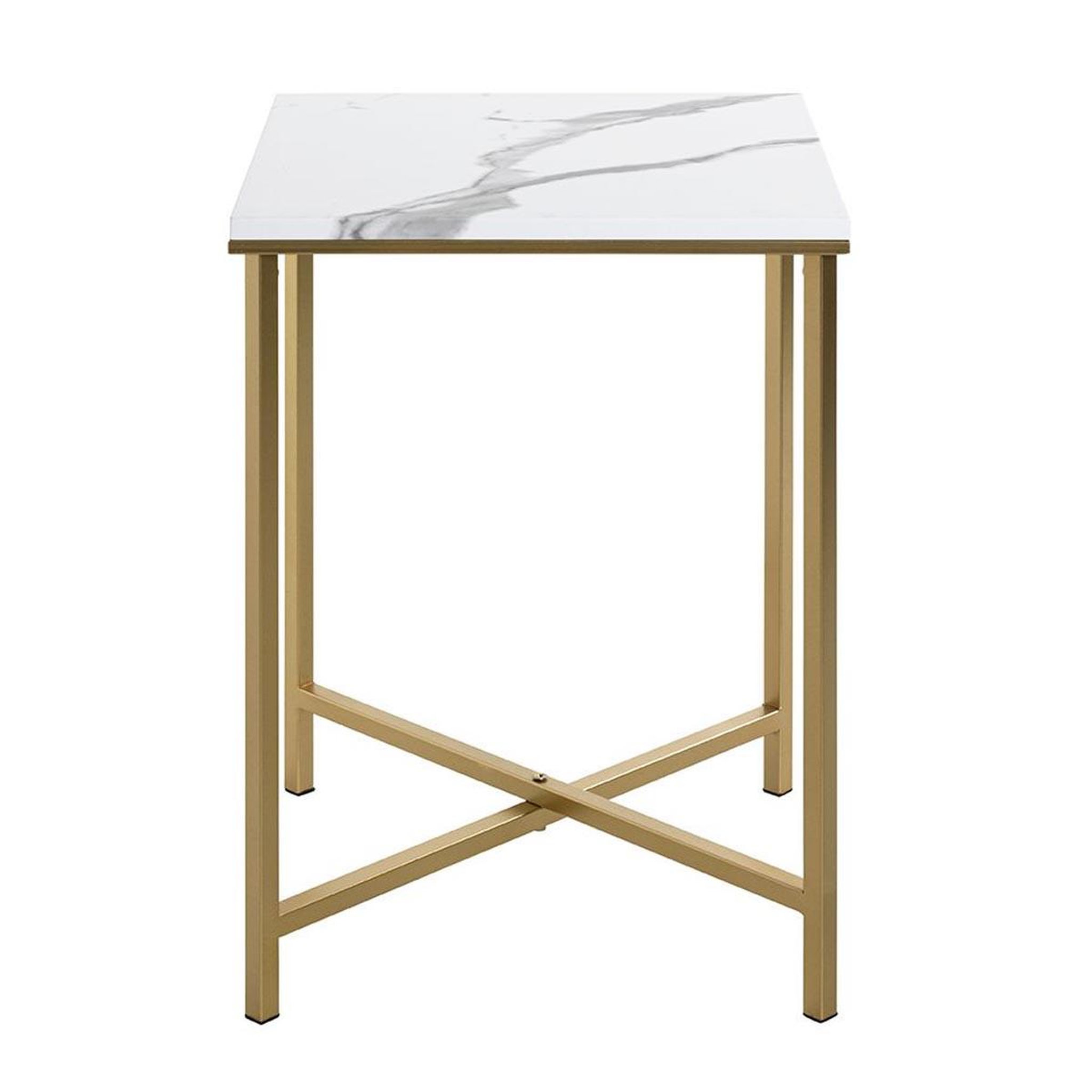 Voir la diapositive 2 : Paris Prix Table d'appoint carrée effet marbre  alba  55cm or