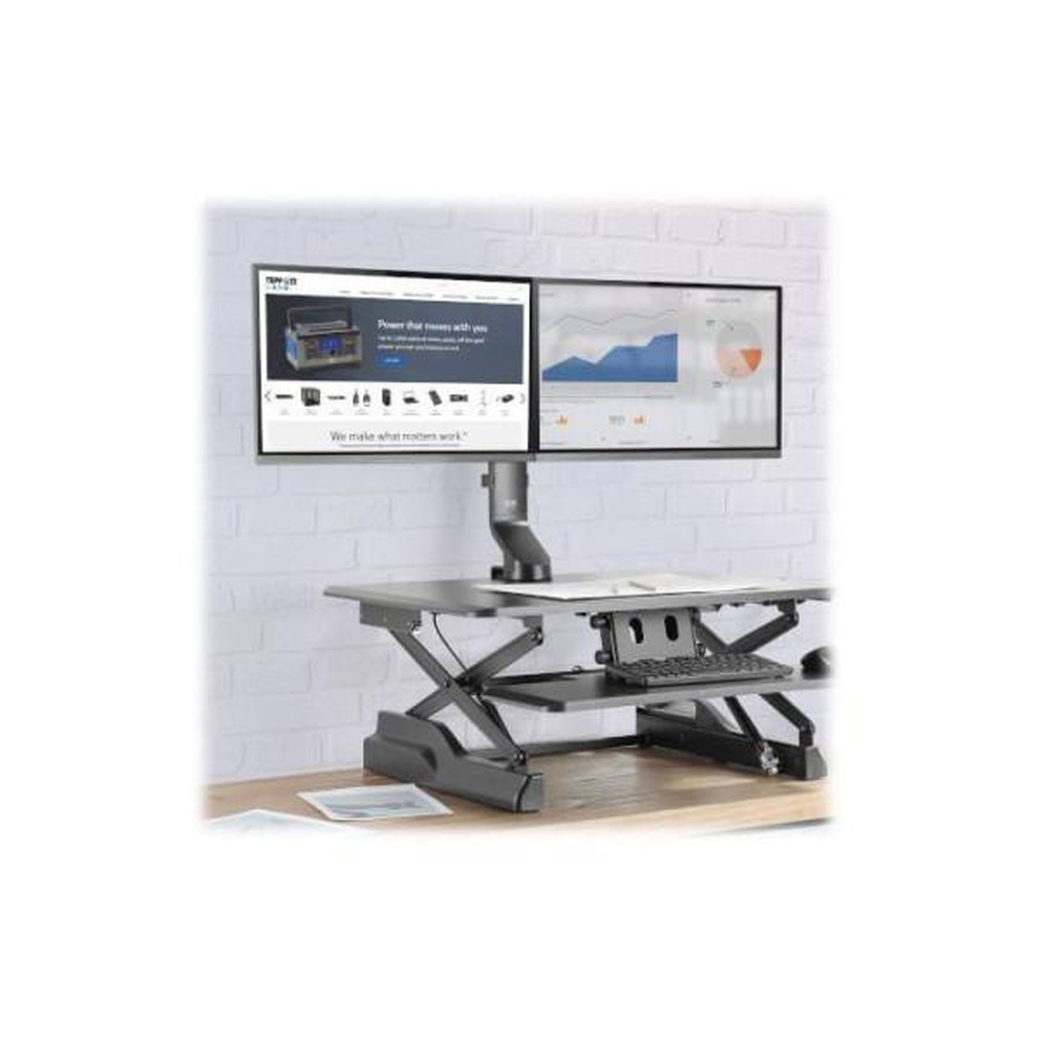 Voir la diapositive 6 : Eaton Support ordinateur portable 2 écrans réglage vertical et bras acier