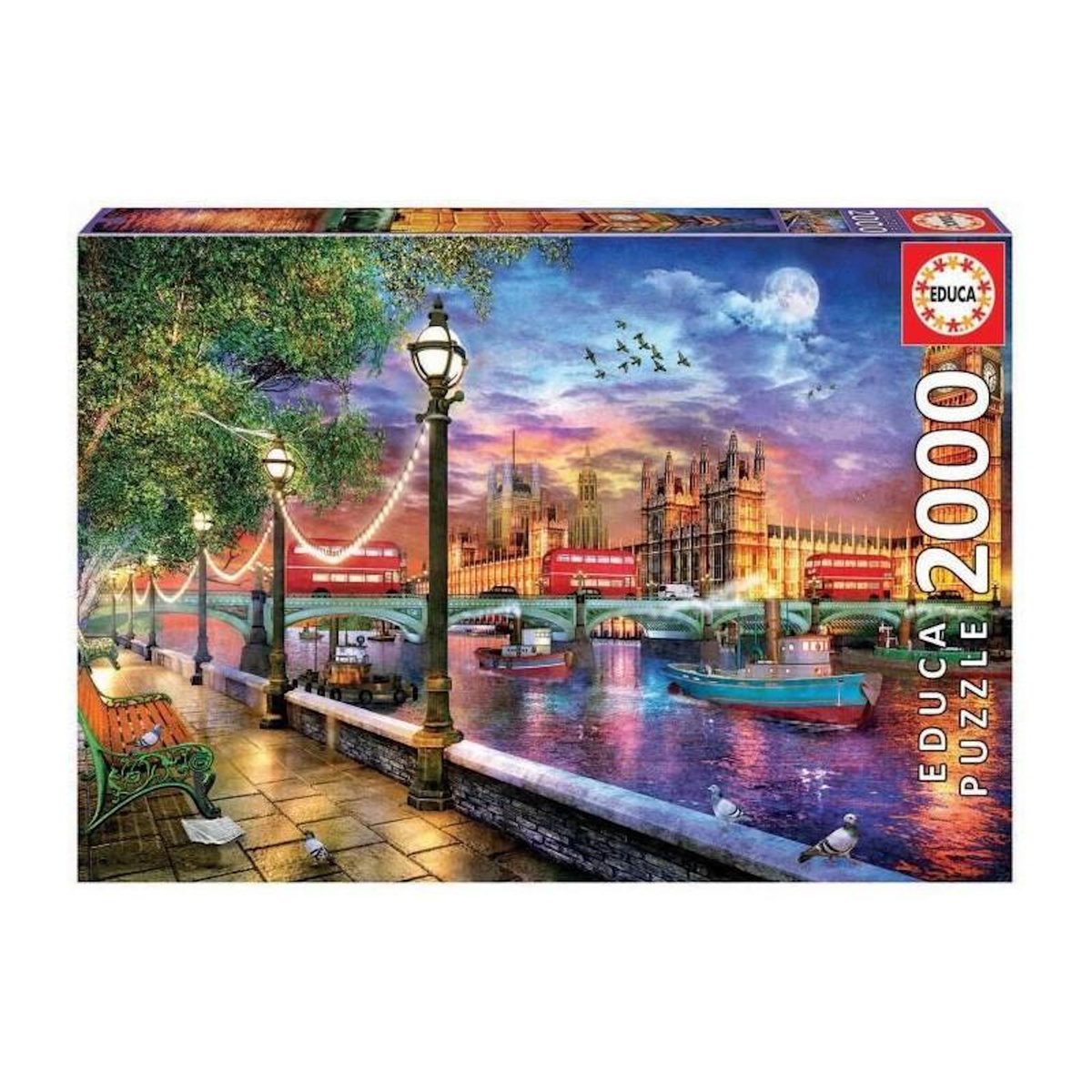 EDUCA Puzzle adulte 2000 pièces paysage Londres coucher du soleil – Educa