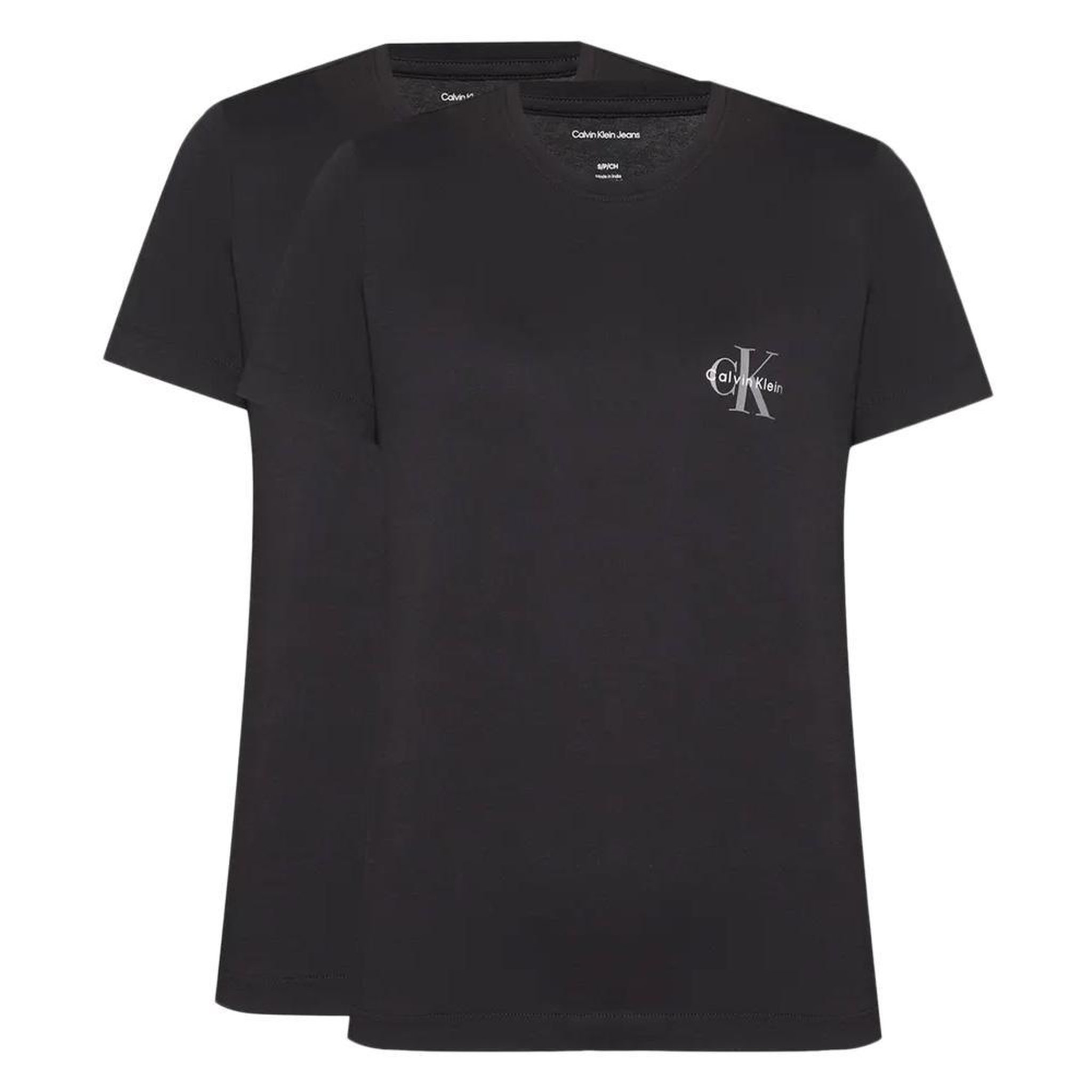 CALVIN KLEIN JEANS Lot de 2 T-Shirt Noir Femme Calvin Klein Jeans Mono logo. Coloris disponibles : Noir