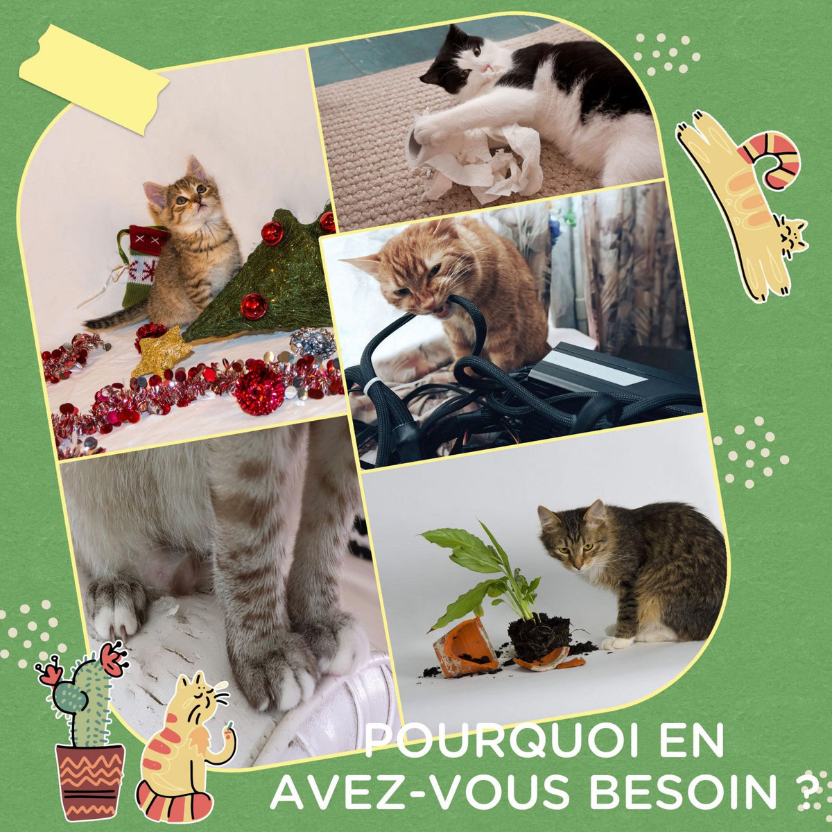 PAWHUT Lot de 2 griffoirs grattoirs murals design cactus dim. 30L x 60H cm jute naturelle écru verte aspect bois clair