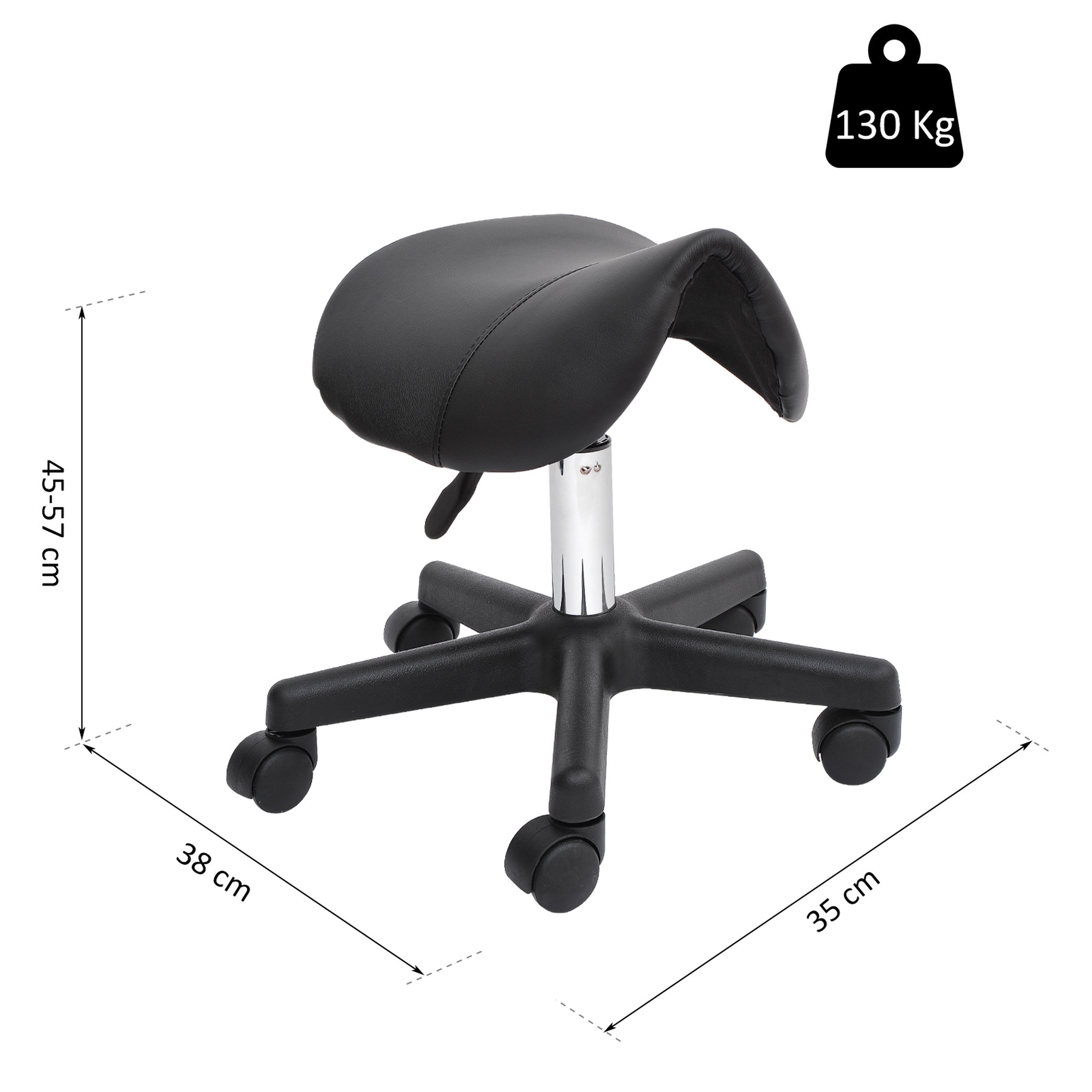 Voir la diapositive 3 : HOMCOM HOMCOM Tabouret de massage tabouret selle ergonomique pivotant 360° hauteur réglable revêtement synthétique noir