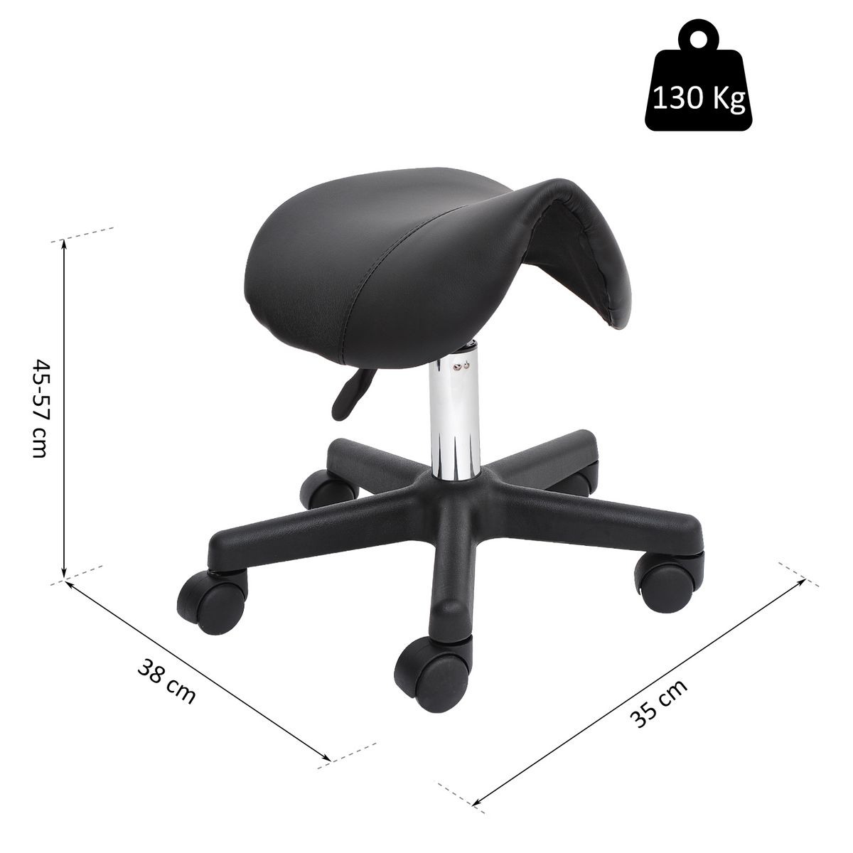 HOMCOM HOMCOM Tabouret de massage tabouret selle ergonomique pivotant 360° hauteur réglable revêtement synthétique noir