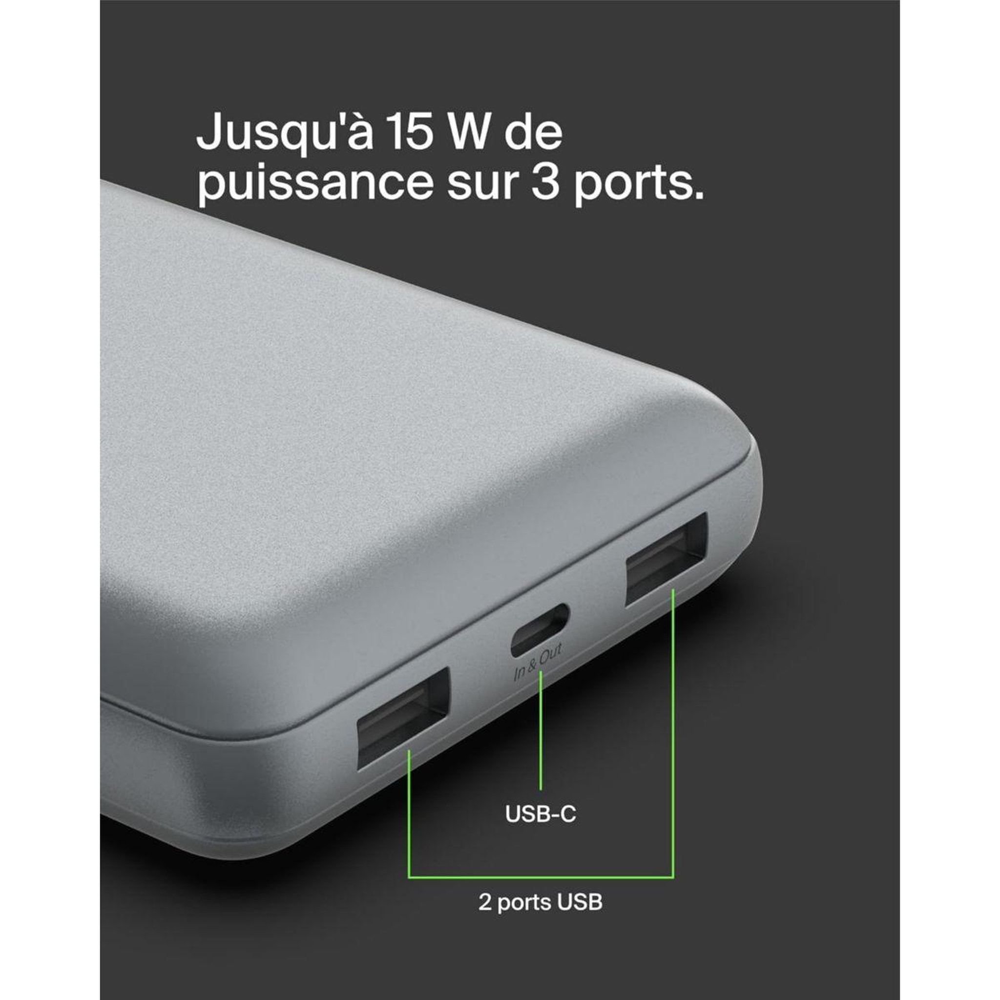 Voir la diapositive 3 : Belkin Batterie externe 10 000 mAh grise