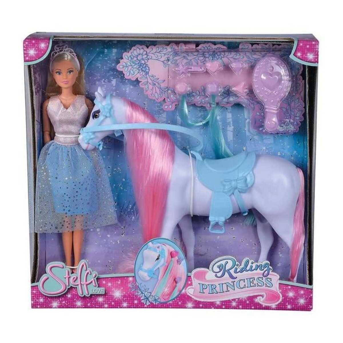 STEFFI LOVE Poupée Simba Dickie Group Steffi Love Princesse et Cheval mobile 29 cm
