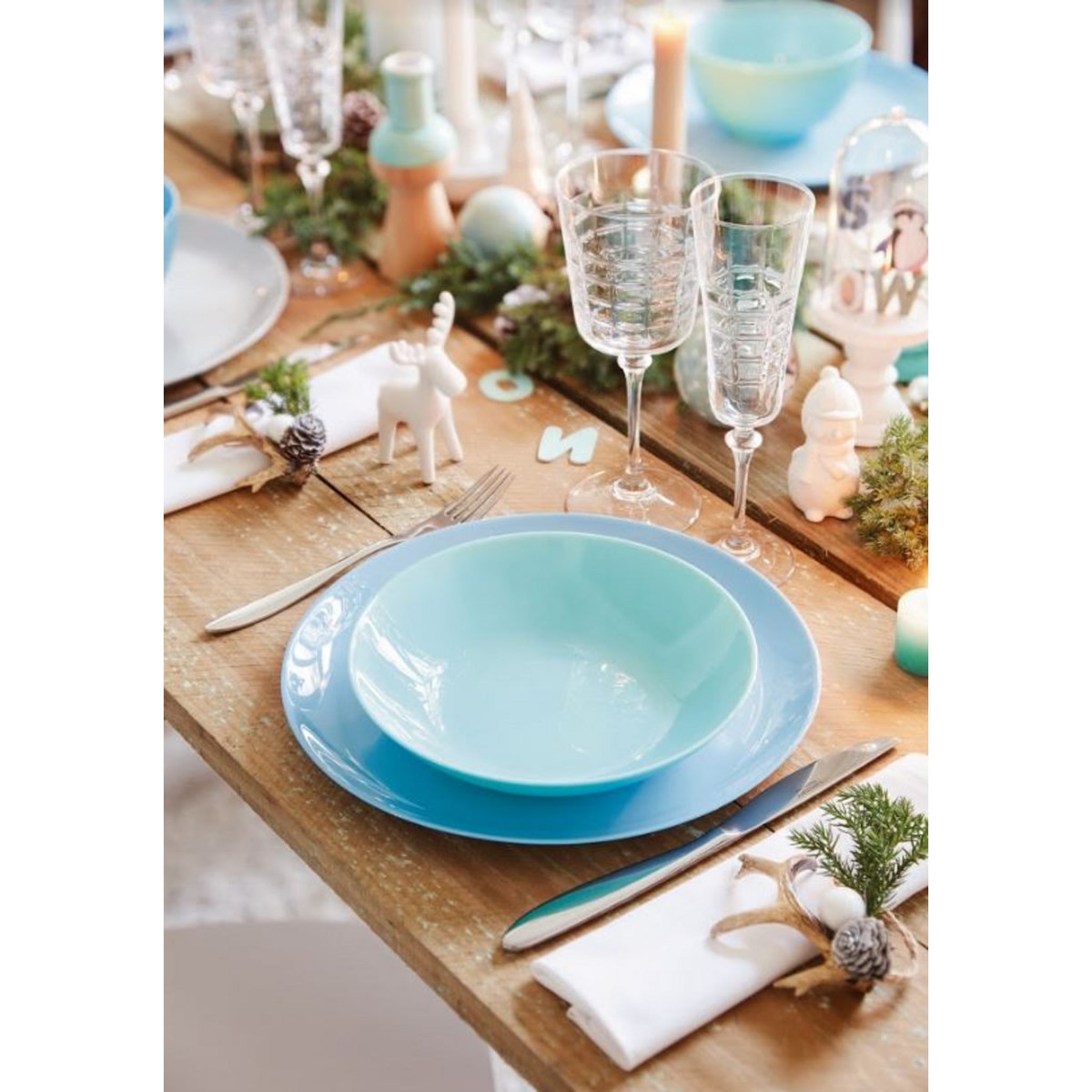 LUMINARC Service d'assiettes opale 18 pièces DIWALI Turquoise