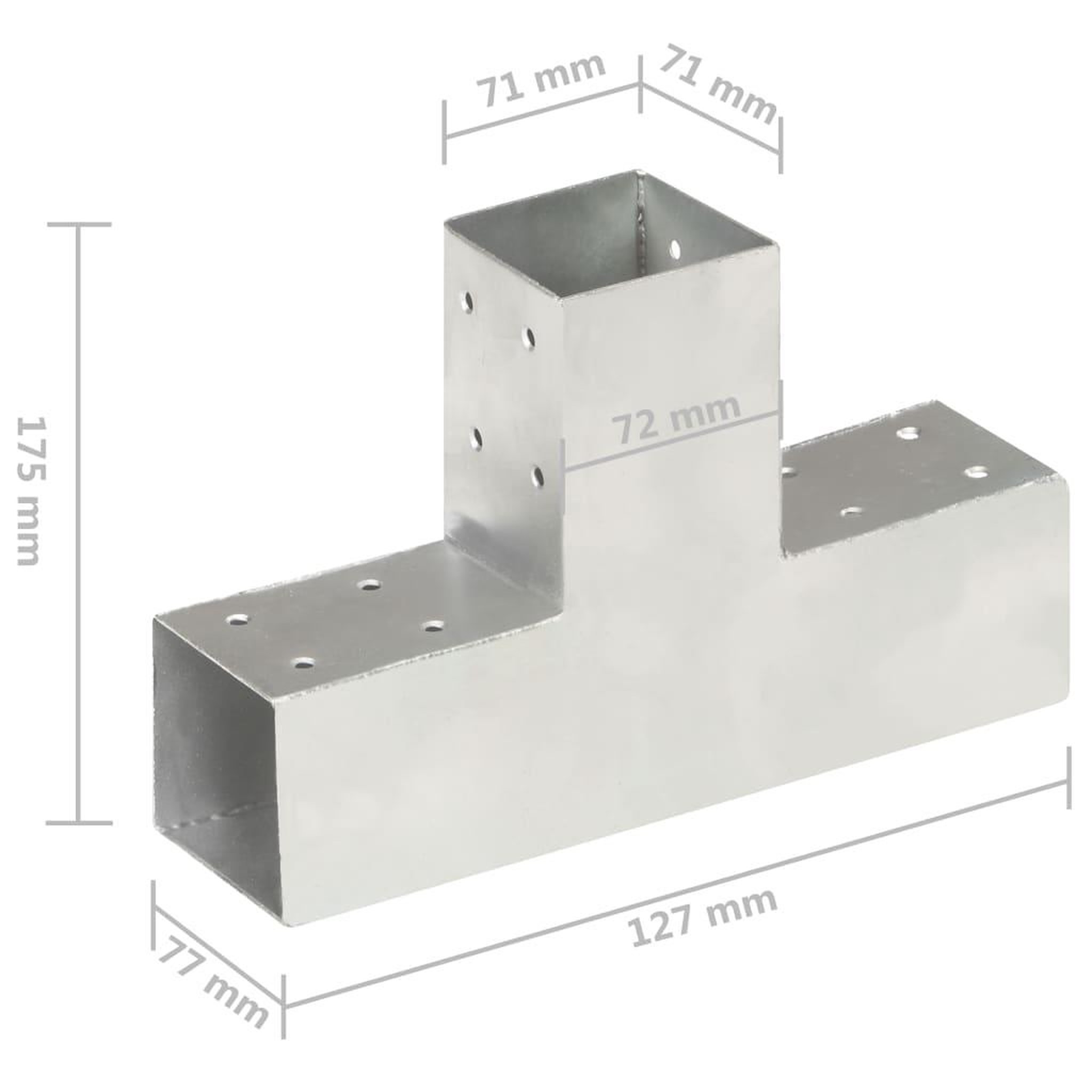 Voir la diapositive 6 : VIDAXL Connecteur de poteau Forme en T Metal galvanise 71x71 mm