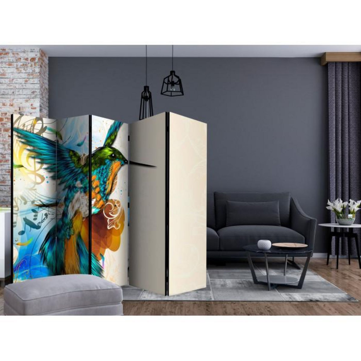 Paris Prix Paravent 5 Volets  Bird's Music  172x225cm