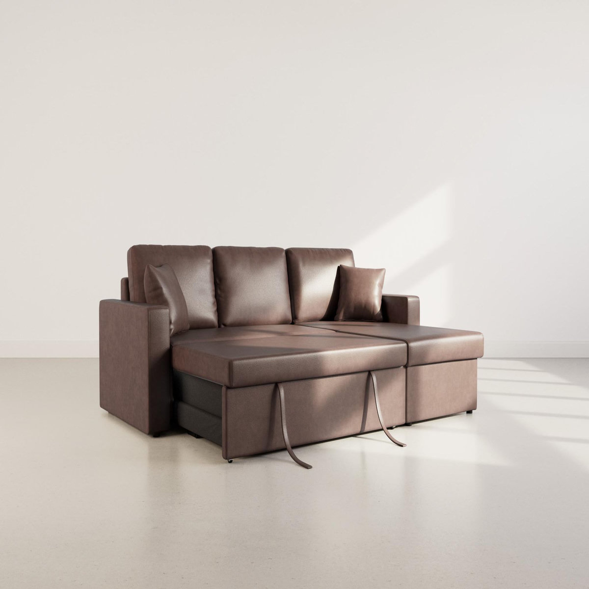 BEST MOBILIER Cyrus - canapé d'angle réversible 4 places - convertible avec coffre - en simili