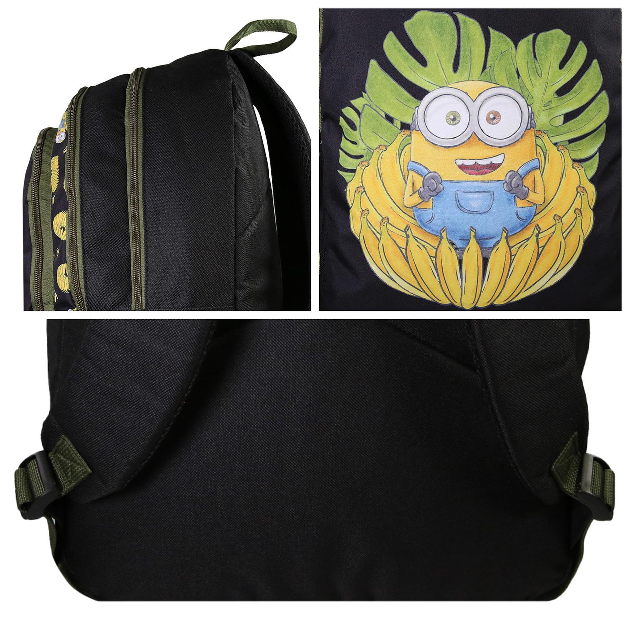 Voir la diapositive 5 : Bagtrotter Bagtrotter - Les Minions - Sac à Dos Scolaire - Noir -  2 Compartiments Zippés - 1 Poche Zippée - 32x16x46cm - Bretelles Matelassées - Dos Matelassé - Matière Polyester - Sac à Dos Scolaire Primaire
