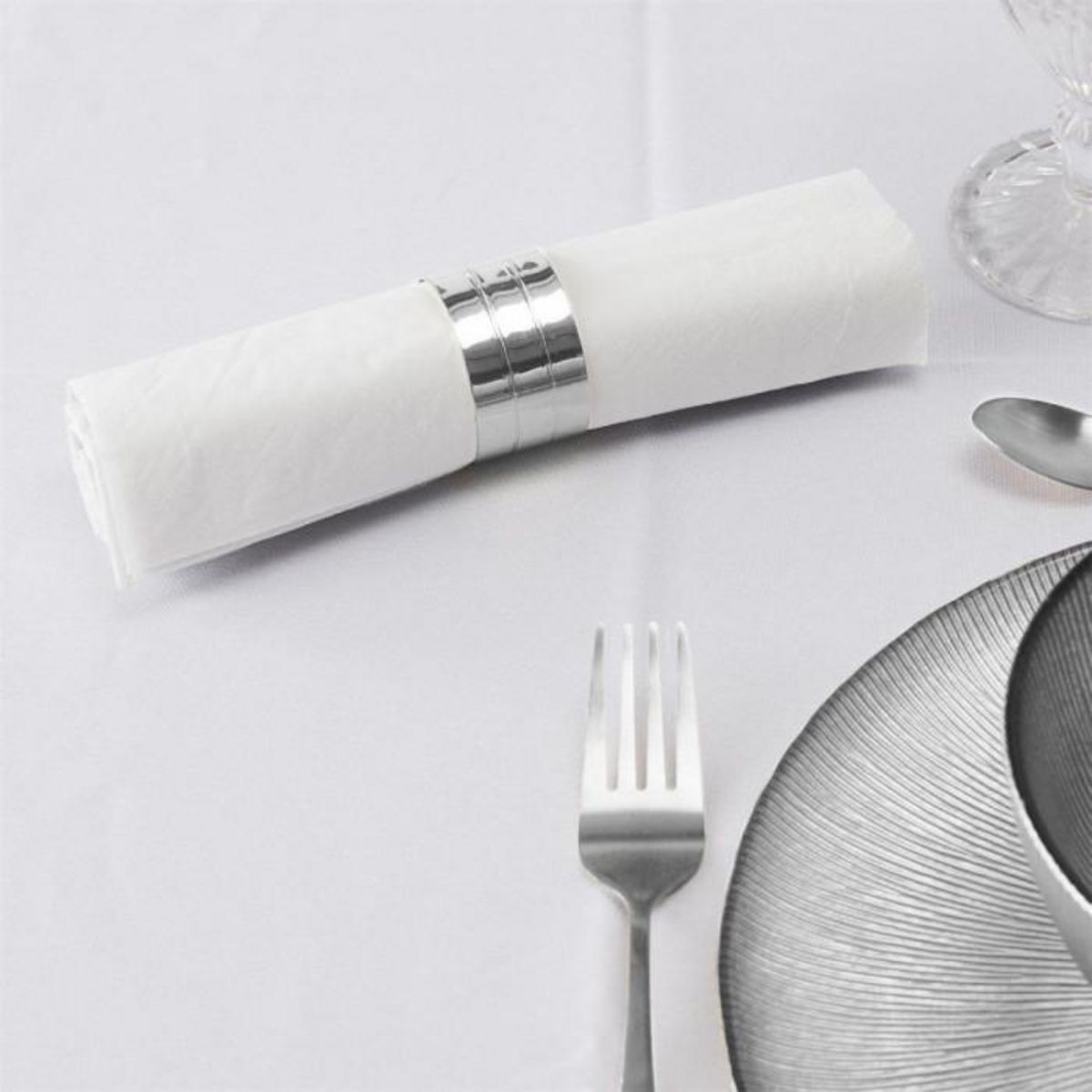 Paris Prix Lot de 4 Ronds de Serviette  Grand Hôtel  11cm Argent