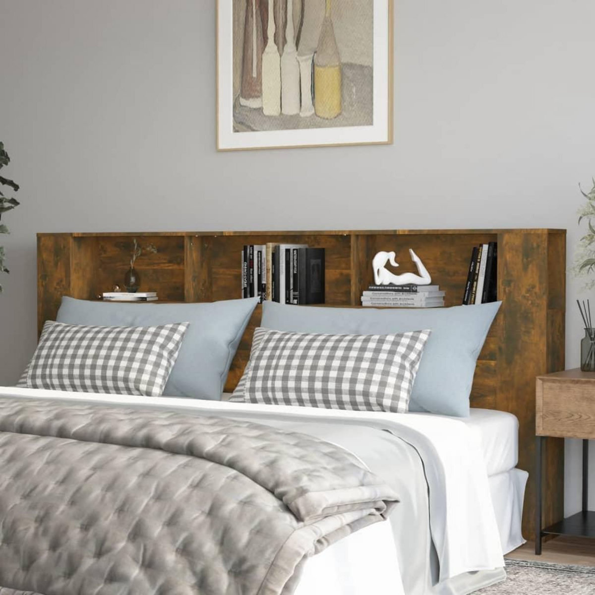 VIDAXL Armoire de tete de lit Chene fume 220x18,5x104,5 cm