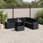 VIDAXL Salon de jardin 7 pcs avec coussins noir resine tressee