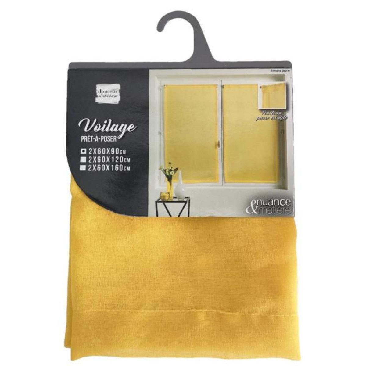 Paris Prix Paire de Voilages  Sandra  60x90cm Jaune