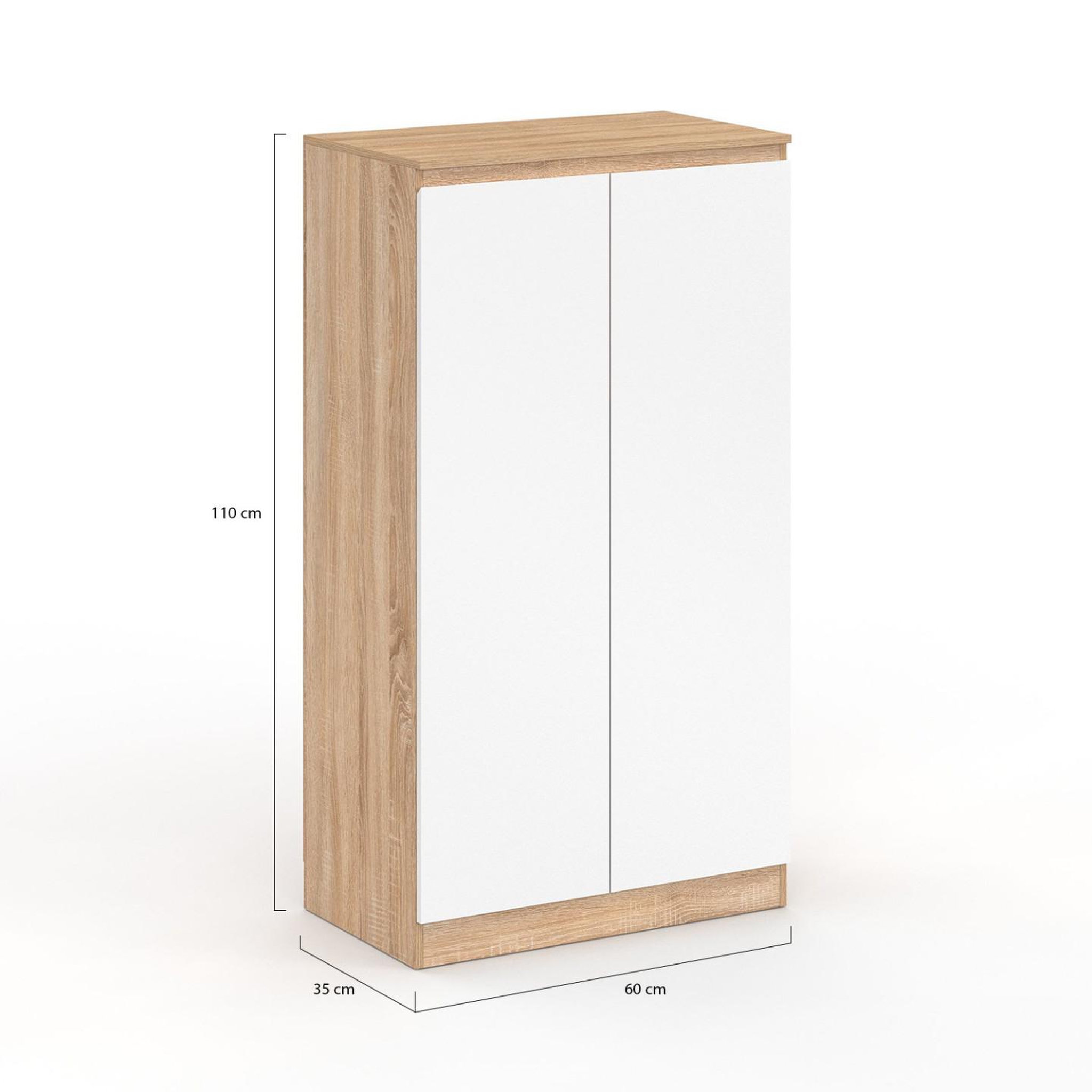 Voir la diapositive 5 : ID MARKET Armoire à chaussures 18 paires tomi imitation hêtre 2 portes blanches