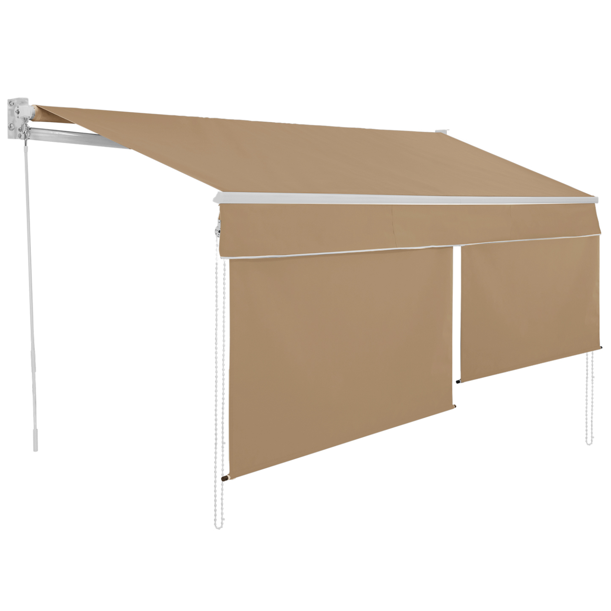 ID MARKET Store banne manuel 4x3 m taupe lambrequin h.1,40 m