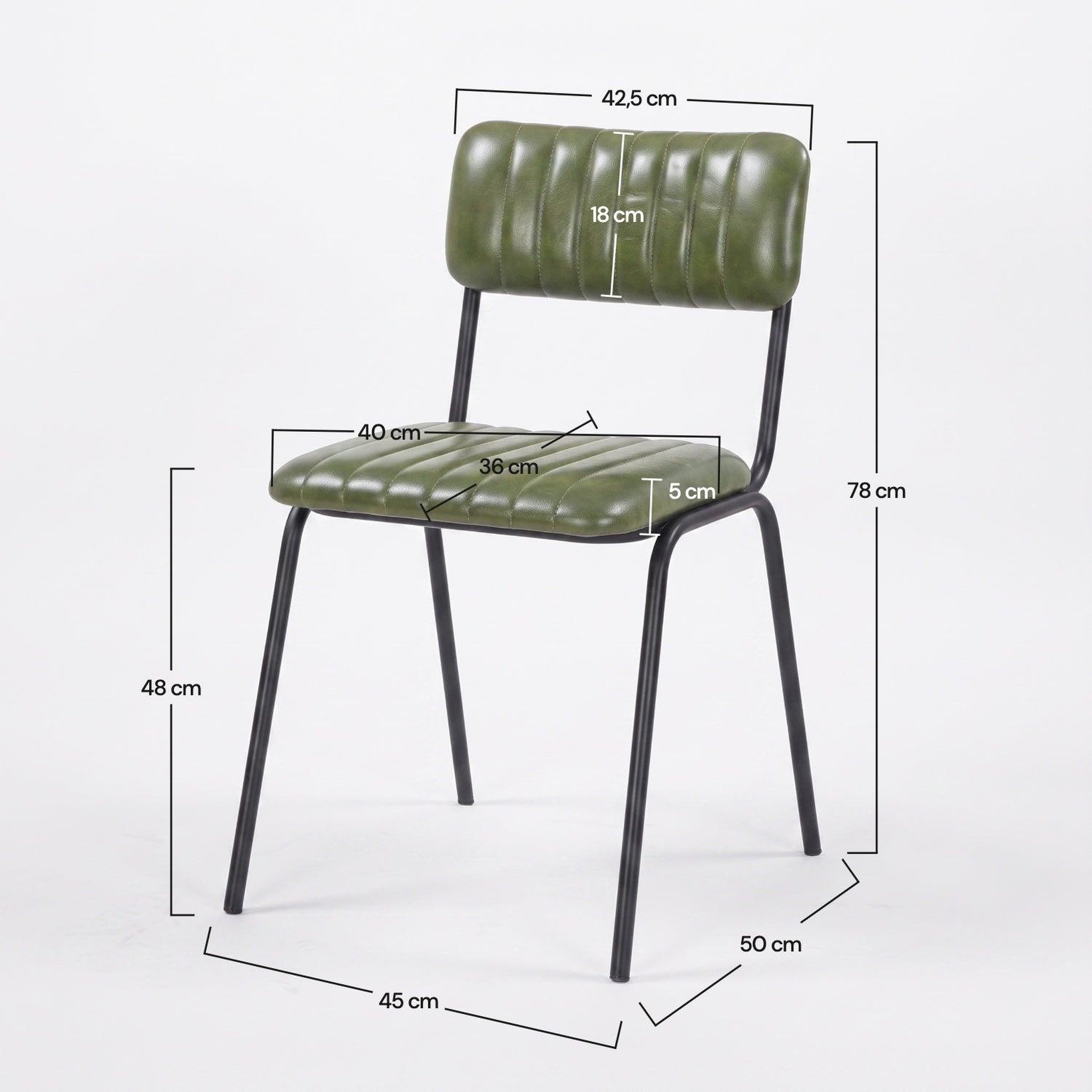 Voir la diapositive 4 : MAISON PAVANE Lot de 2 chaises en cuir de buffle vert-Arsène
