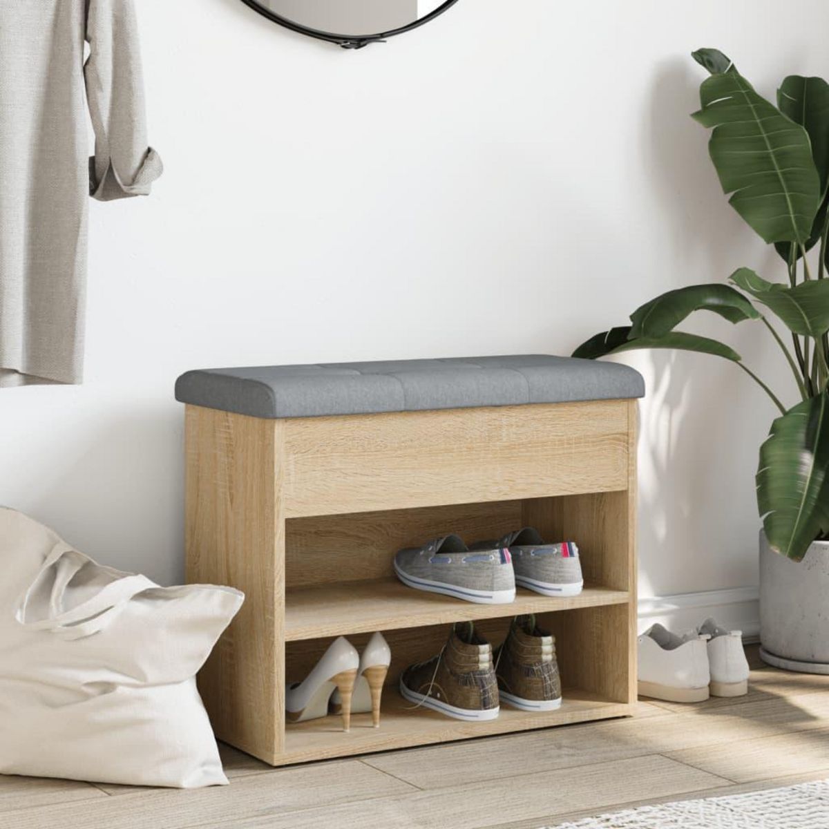 VIDAXL Banc a chaussures chene sonoma 62x32x50 cm bois d'ingenierie