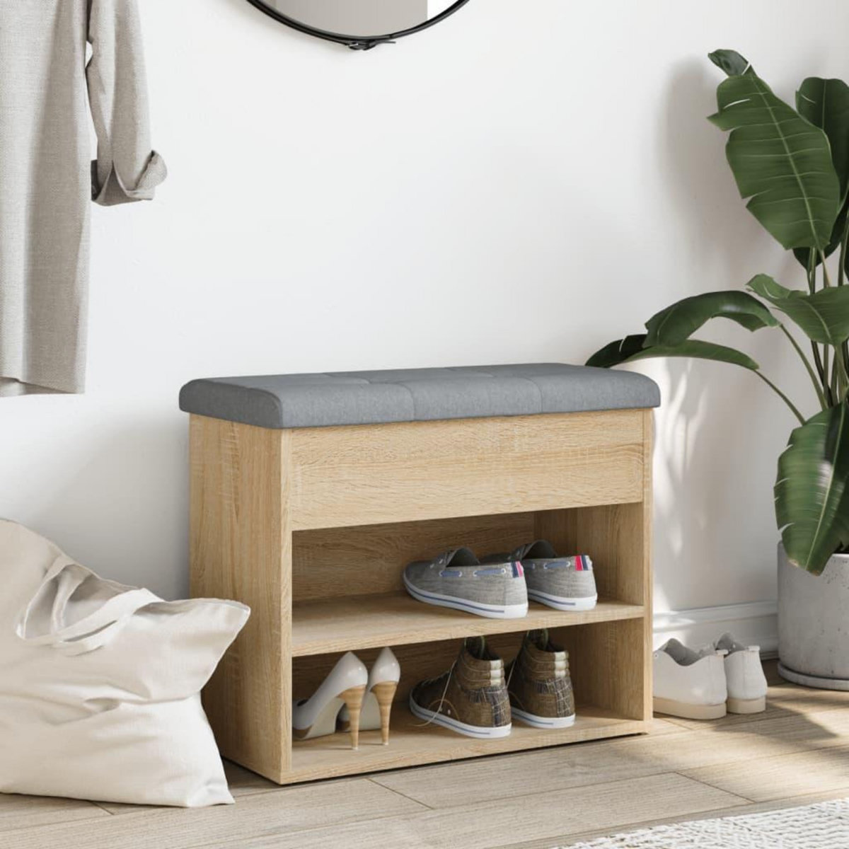 VIDAXL Banc a chaussures chene sonoma 62x32x50 cm bois d'ingenierie