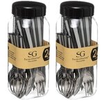 TOILINUX Lot de 2 Ménagères Tamaris - 48 couverts - Gris