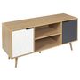 Voir la diapositive 3 : The Home Deco Factory Meuble TV Swen 2 portes et 2 niches L. 39 x H. 56,3 cm - Multicolore