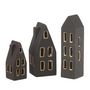 Voir la diapositive 2 : Paris Prix Lot de 3 Maisons à LED  Porcelaine  20cm Noir