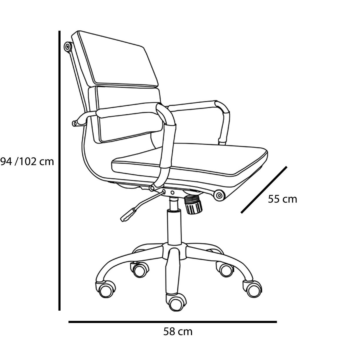 VS VENTA-STOCK Fauteuil de Bureau Fenix inclinable Noir, Cuir synthétique