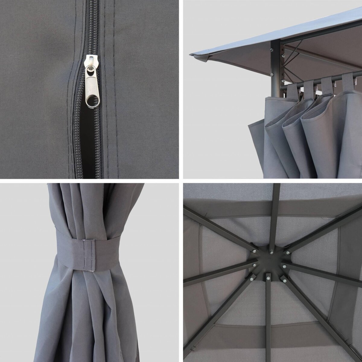 SWEEEK Tonnelle 3x3 m - Elusa - Pergola avec rideaux, tente de jardin, barnum