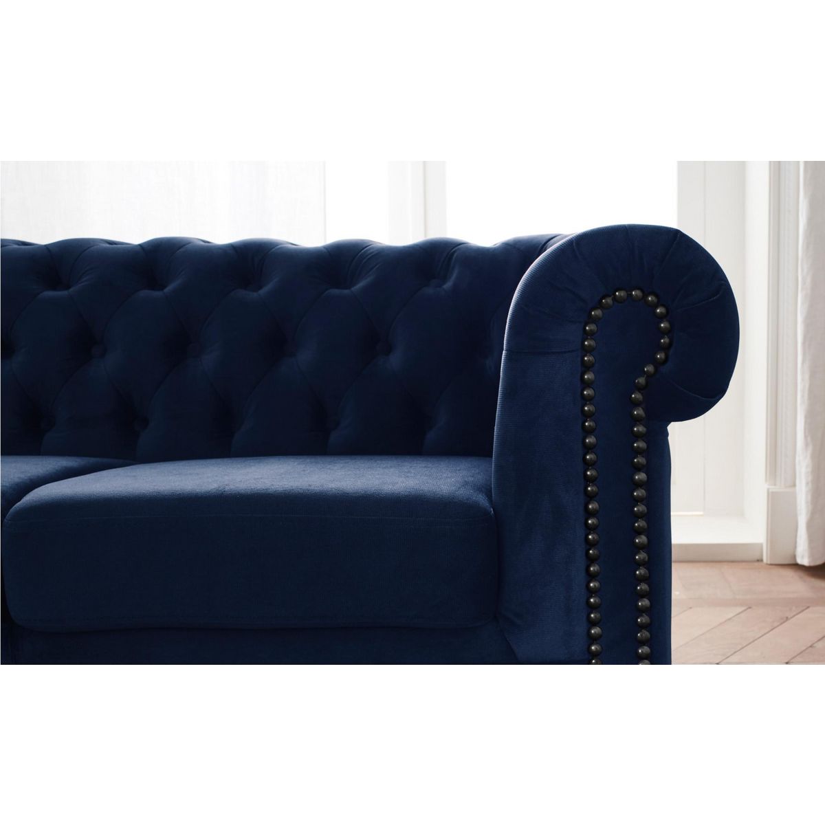 LISA DESIGN William - canapé chesterfield d'angle gauche - 4 places - en velours