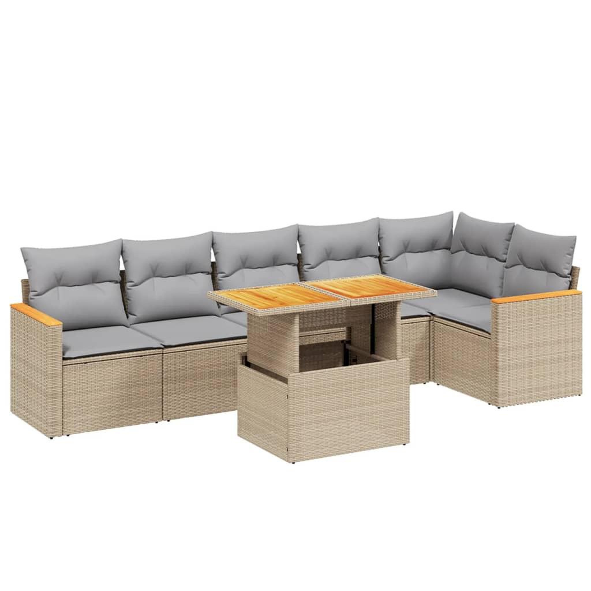 Voir la diapositive 2 : VIDAXL Salon de jardin avec coussins 7 pcs beige resine tressee