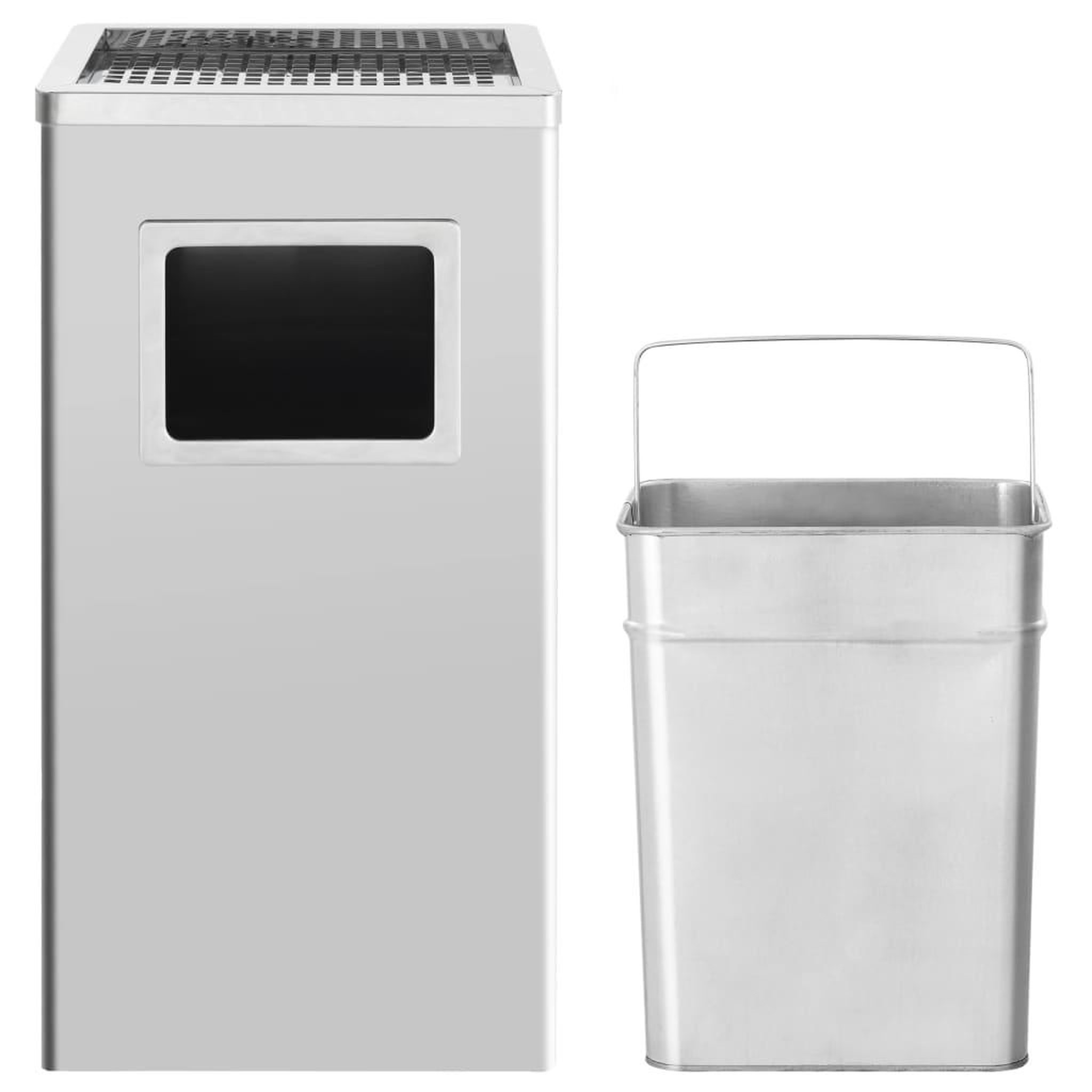 Voir la diapositive 2 : VIDAXL Poubelle a cendrier d'hotel 45 L Acier inoxydable