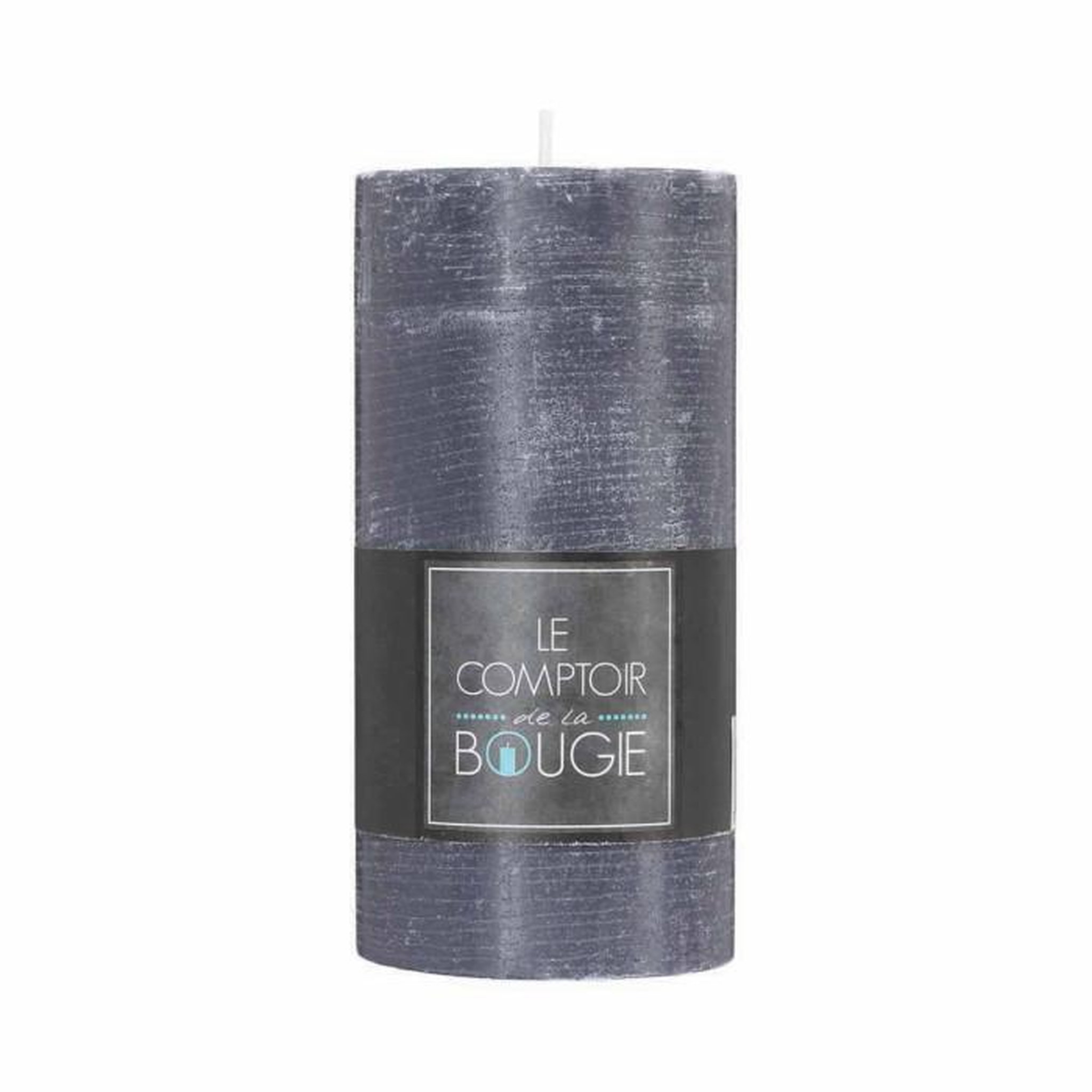 Voir la diapositive 3 : COMPTOIR DE LA BOUGIE Bougie cylindrique  rustic  14cm gris