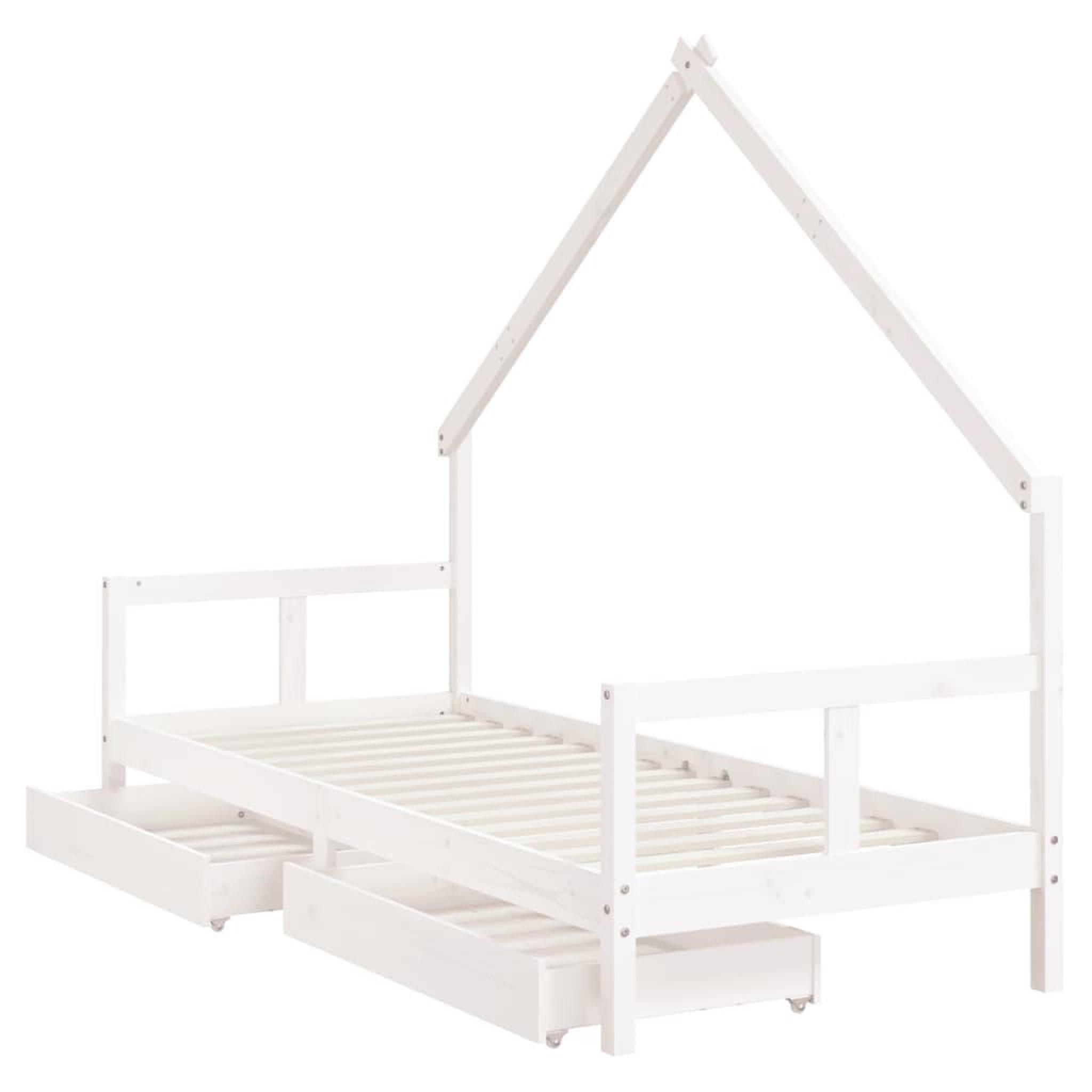 Voir la diapositive 4 : VIDAXL Cadre de lit enfant tiroirs blanc 80x200 cm bois de pin massif