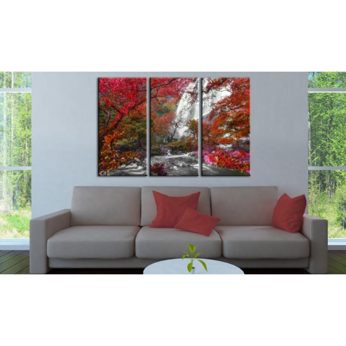 Paris Prix Tableau  Beautiful Waterfall : Autumnal Forest