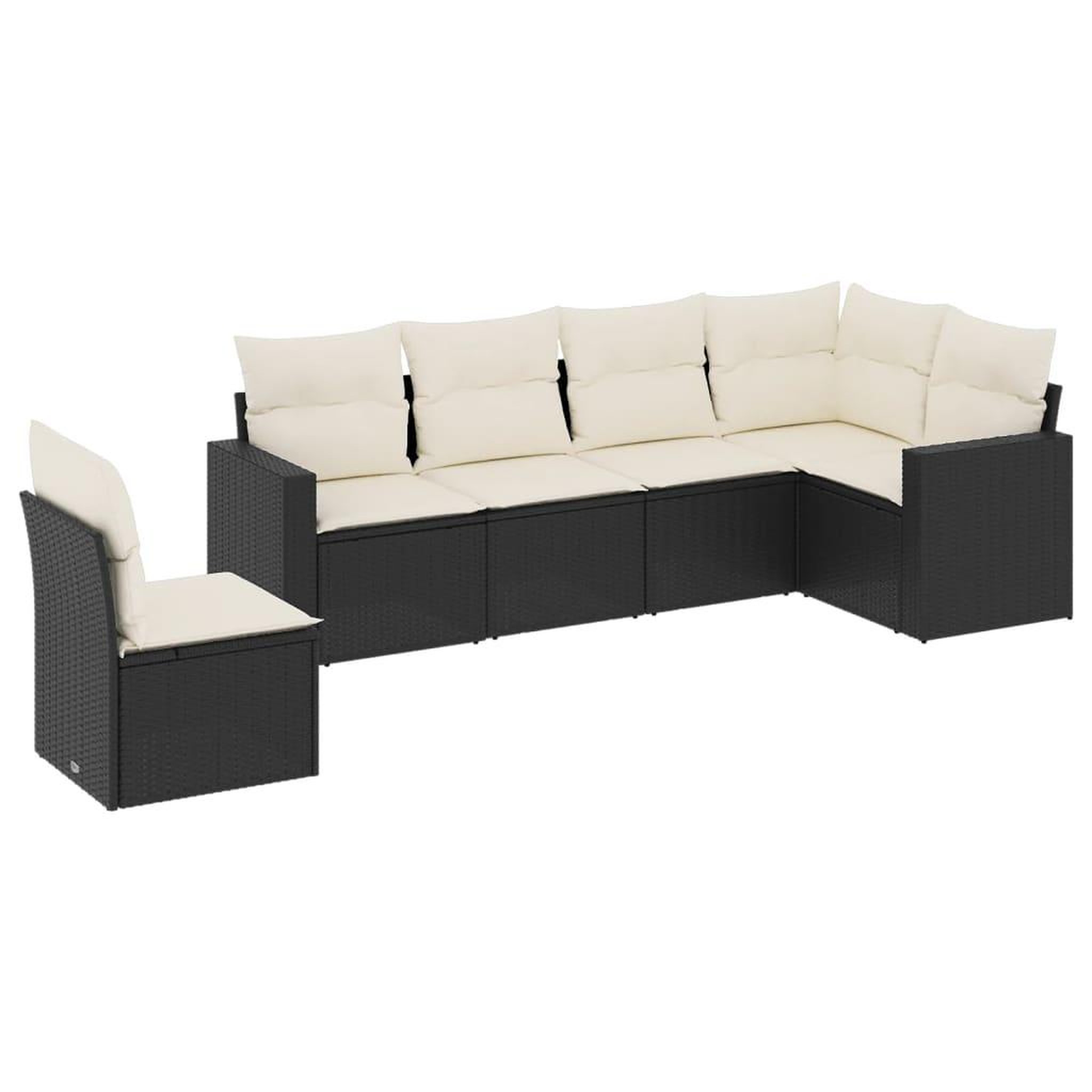 Voir la diapositive 2 : VIDAXL Salon de jardin 6 pcs avec coussins noir resine tressee