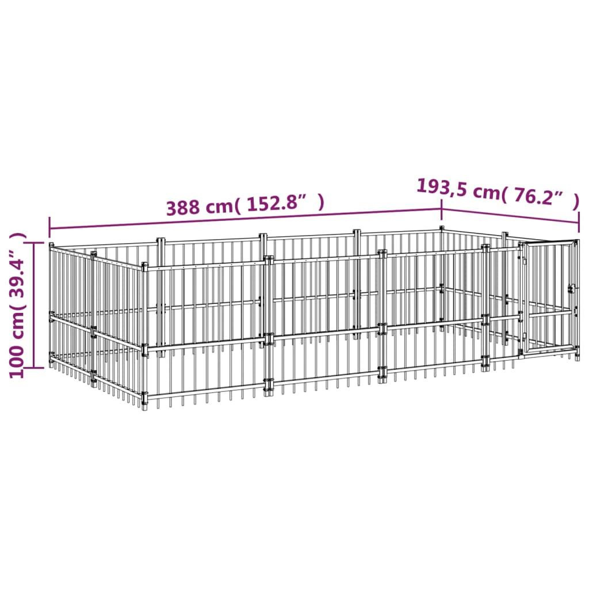 Voir la diapositive 6 : VIDAXL Chenil d'exterieur pour chiens Acier 7,51 m^2
