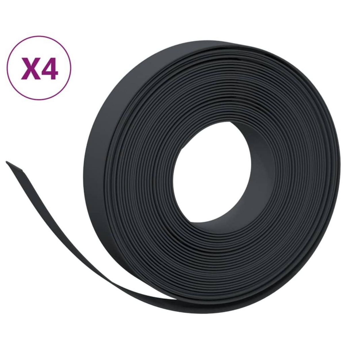 VIDAXL Bordures de jardin 4 pcs noir 10 m 10 cm polyethylene