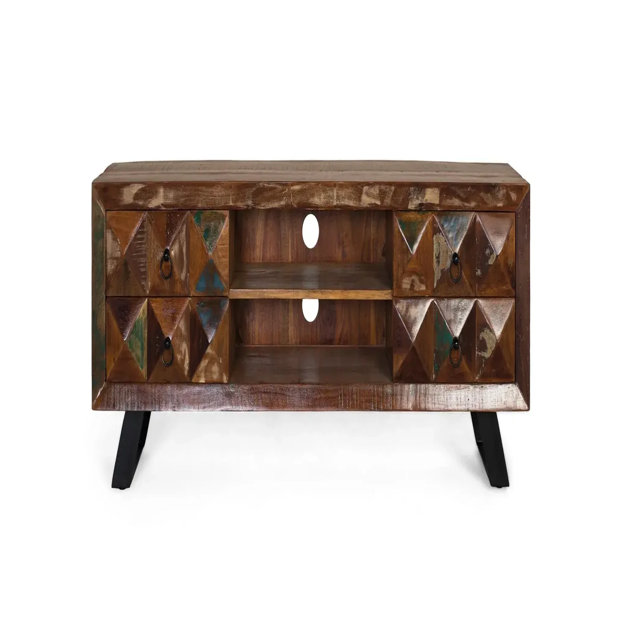 GINER Y COLOMER SL Meuble tv en bois recyclé 150 cm style industriel moderne