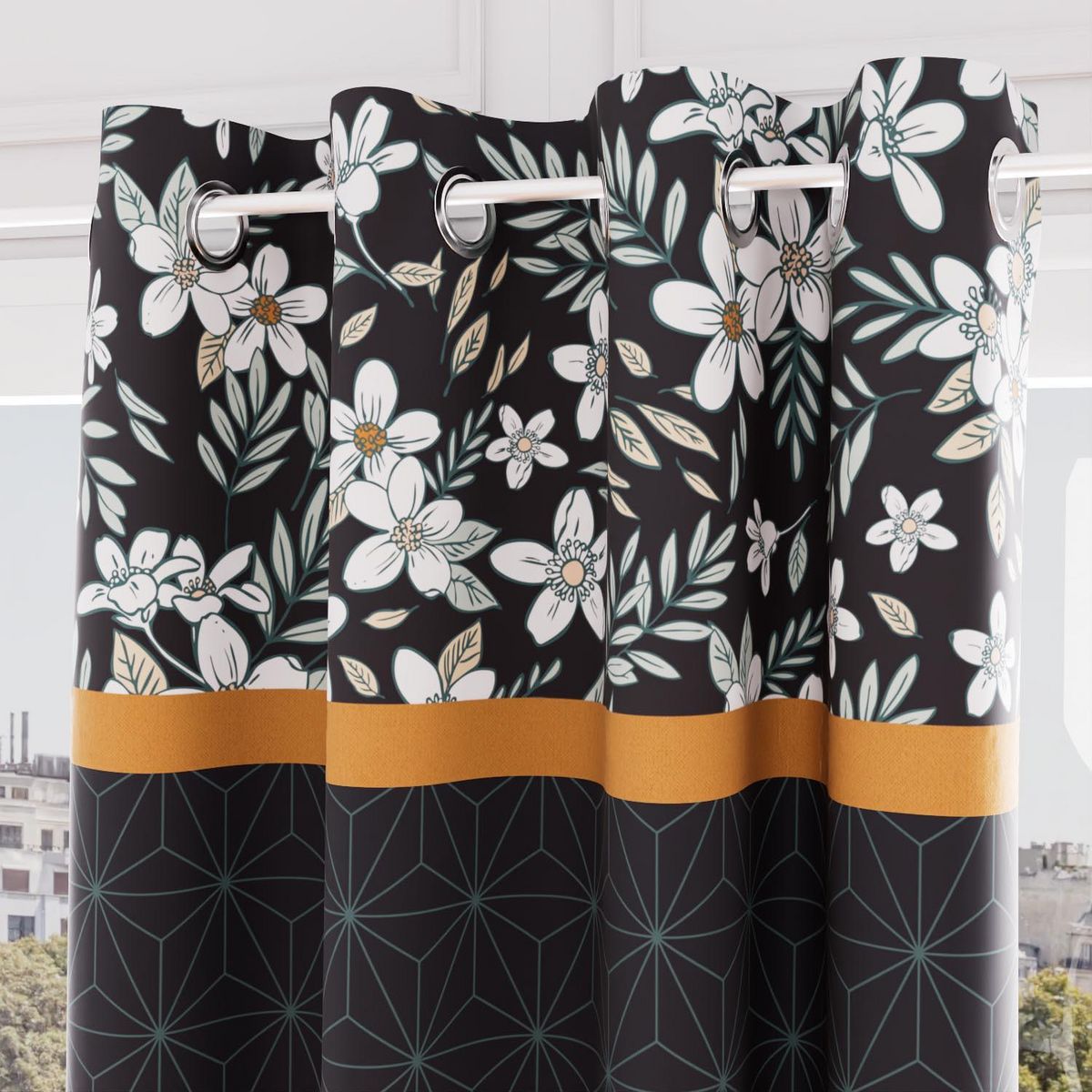 SOLEIL D'OCRE Rideau à oeillets pur coton 135x250 cm MANON, par Soleil d'Ocre