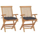 VIDAXL Chaises de jardin et coussins anthracite lot de 2 Bois de teck