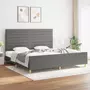 VIDAXL Cadre de lit avec tete de lit Gris fonce 200x200 cm Tissu