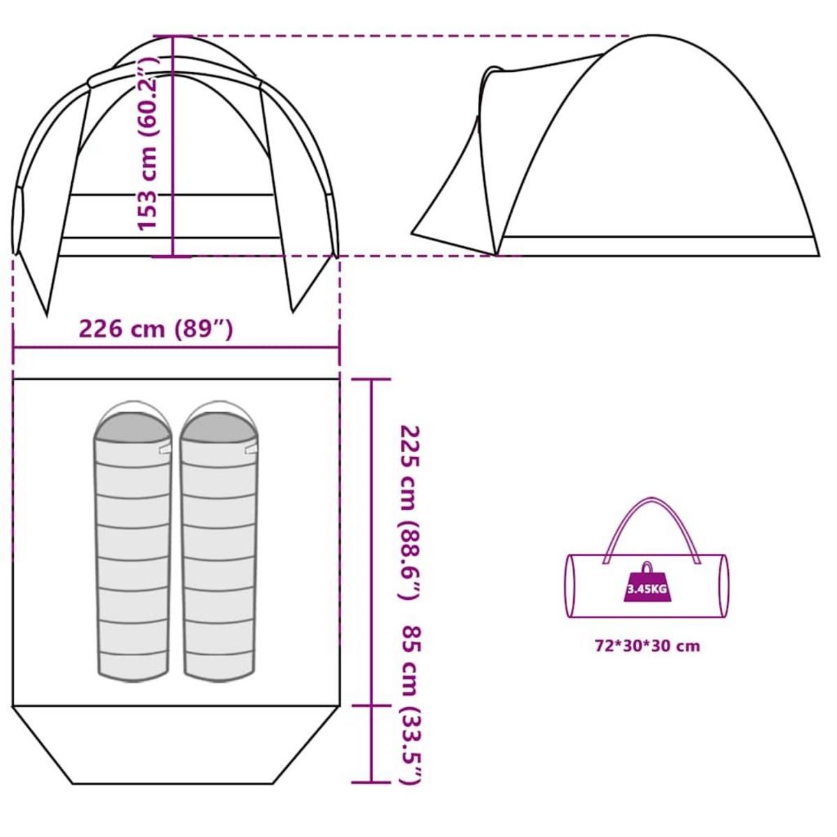 VIDAXL Tente de peche 2 personnes camouflage impermeable
