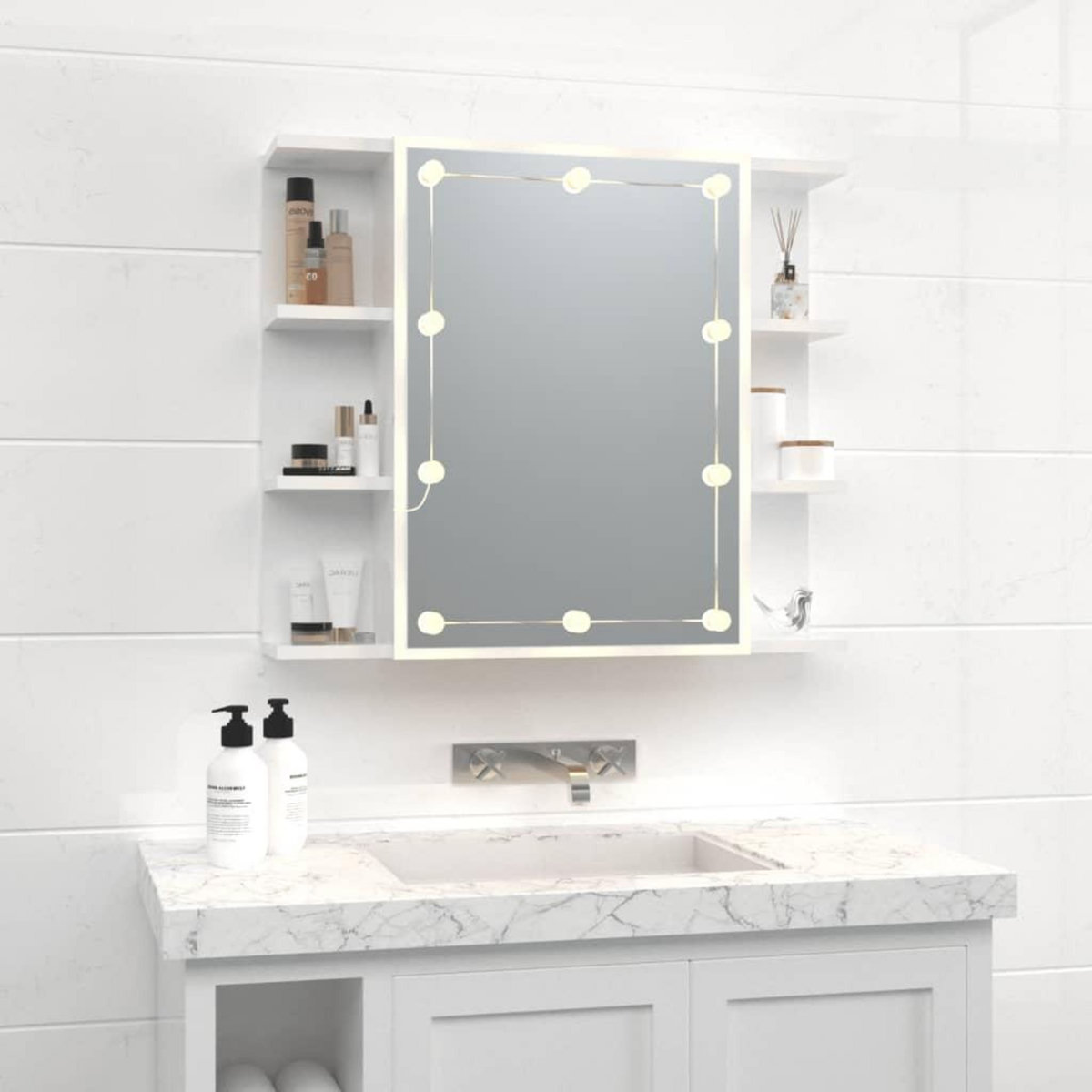 VIDAXL Armoire a miroir avec LED Blanc brillant 70x16,5x60 cm