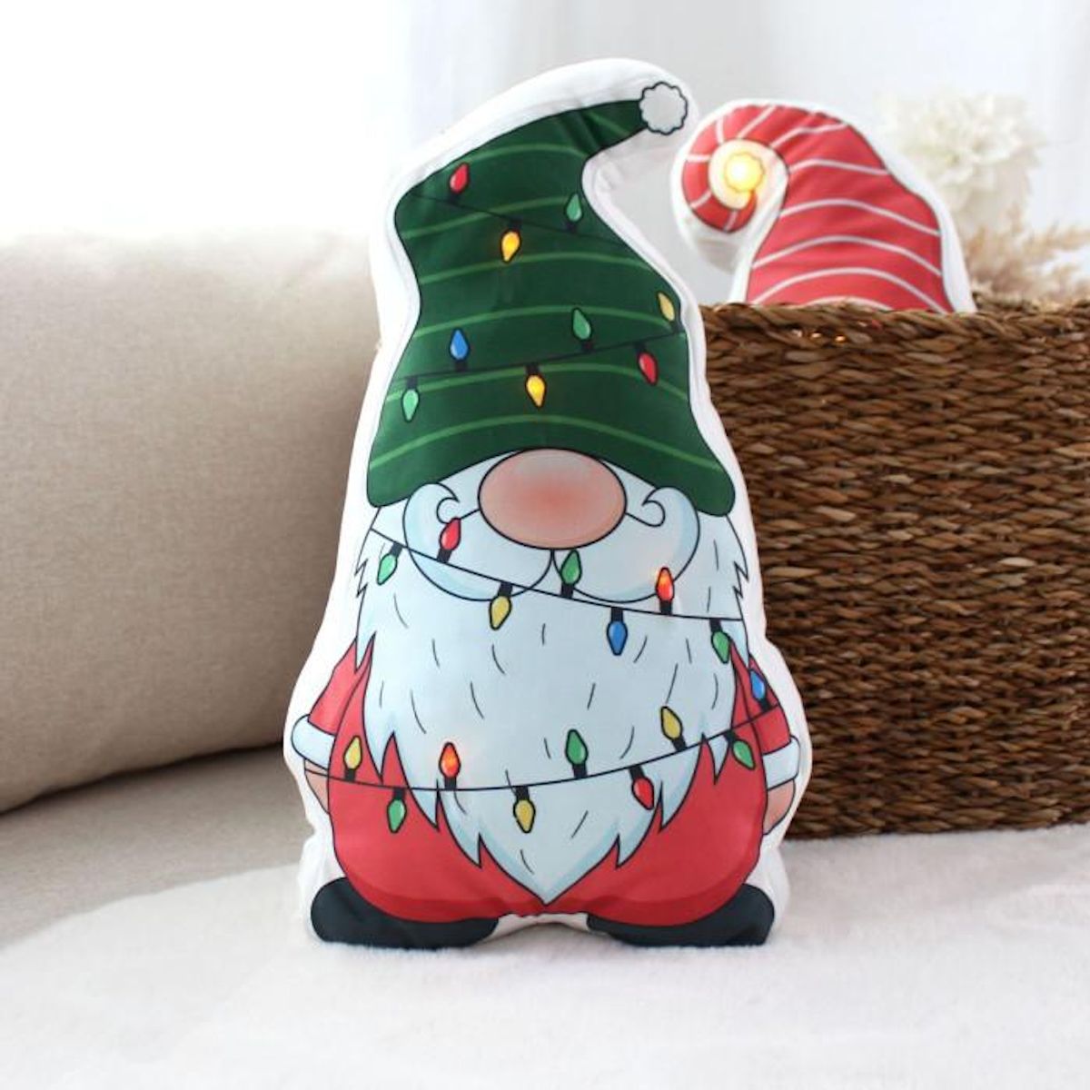 Paris Prix Coussin Déco de Noël 3D LED  Gnoma  40cm Multicolore
